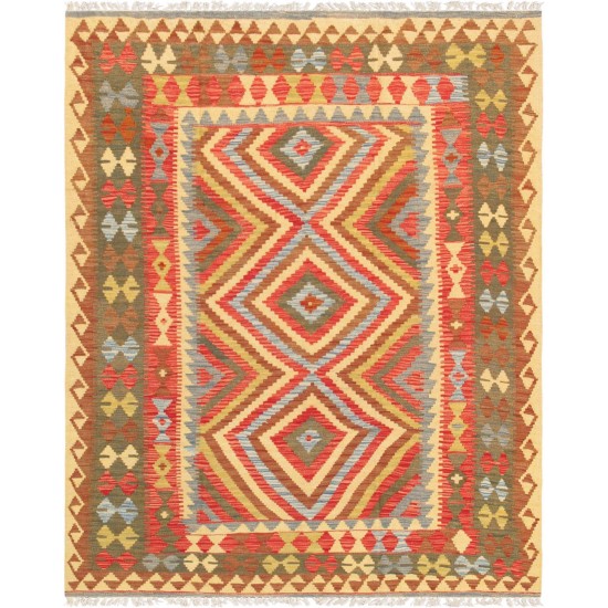 Pasargad Home Vintage Kilim Collection Multi Wool Area Rug- 5' 1" X 6' 5"