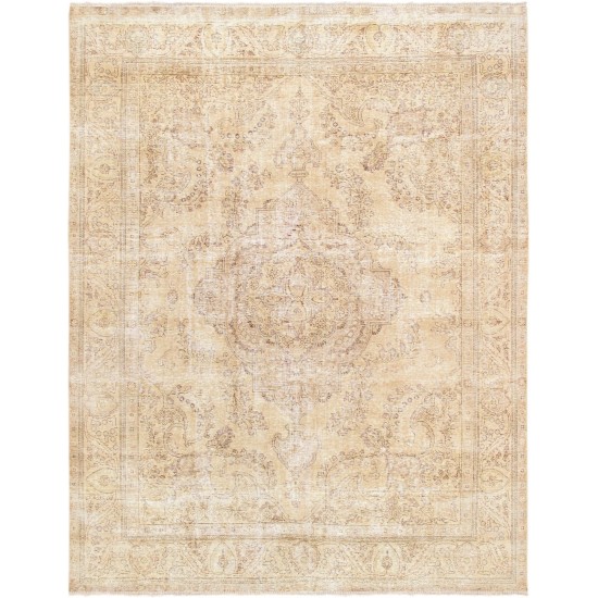 Pasargad Home Vintage Overdye Collection Beige Wool Area Rug- 9' 9" X 12' 6"