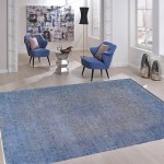 Pasargad Home Vintage Overdye Blue Lamb's Wool Area Rug-10' 1" X 12' 6"