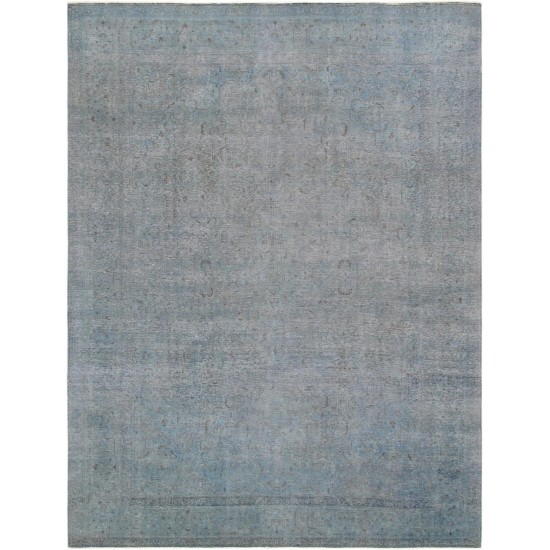 Pasargad Home Vintage Overdye Blue Lamb's Wool Area Rug- 9' 5" X 12' 8"