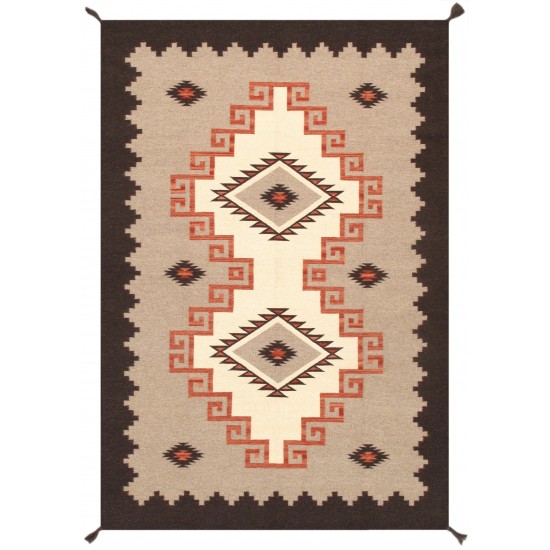 Pasargad Home Navajo Style Hand-Woven Wool Area Rug- 8' 1" X 9'10"