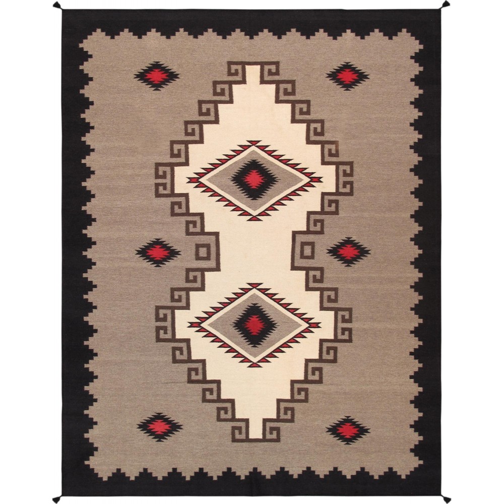 Pasargad Home Navajo-Style Hand-Woven Wool Area Rug- 9' 1" X 11'11"