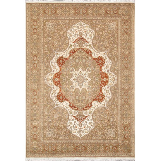 Pasargad Home Tabriz Hand-Knotted Silk & Wool Area Rug-10' 0" X 14' 3"