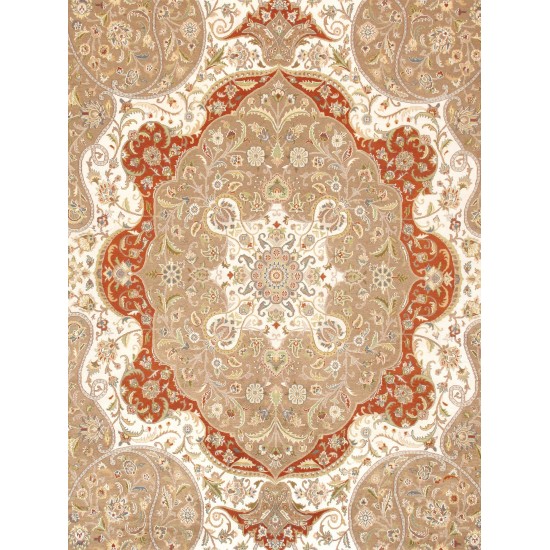 Pasargad Home Tabriz Hand-Knotted Silk & Wool Area Rug-10' 0" X 14' 3"