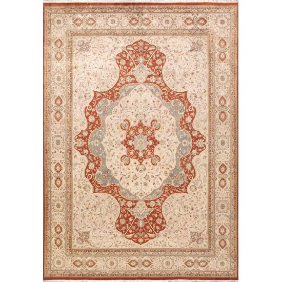 Pasargad Home Tabriz Hand-Knotted Silk & Wool Area Rug- 9'11" X 14' 0"