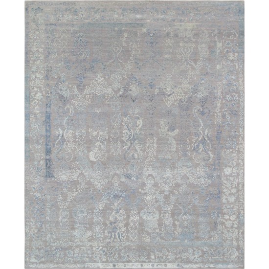 Pasargad Home Transitional Hand-Knotted Silk & Wool Area Rug- 8' 1" X 10' 0"