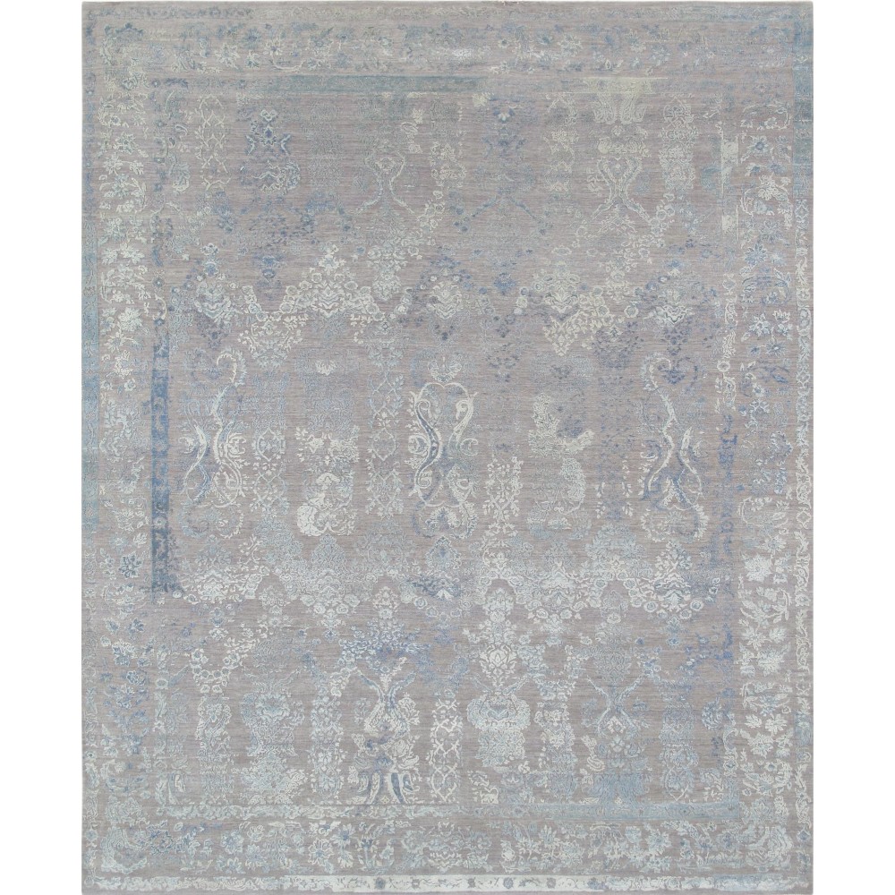 Pasargad Home Transitional Hand-Knotted Silk & Wool Area Rug- 8' 1" X 10' 0"