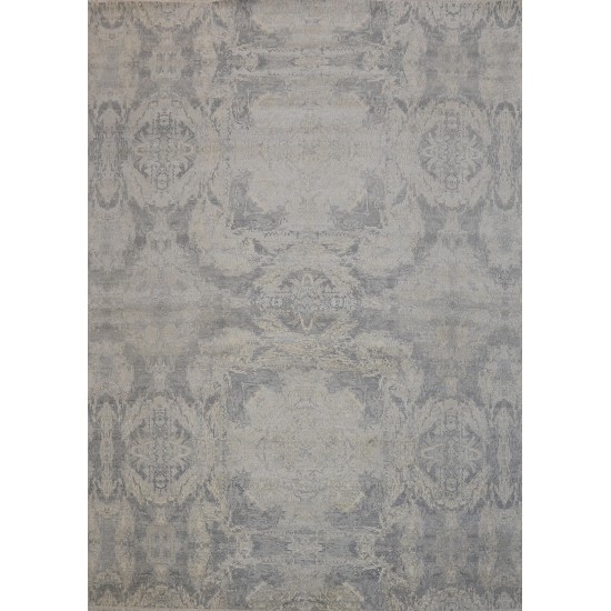 Pasargad Home Transitional Hand-Knotted Silk & Wool Area Rug- 9' 11" X 14' 1"