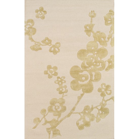 Pasargad Home Area Rug Modern Hand-Tufted Silk, Wool Ivory 5' 0" X 8' 0"