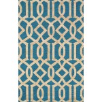 Area Rug Transitiona Hand-Tufted Silk, Wool Teal Blue 5' 0" X 8' 0"