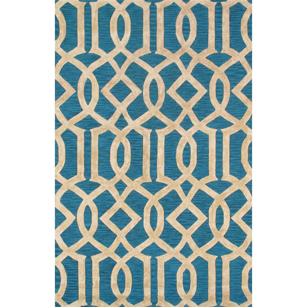 Area Rug Transitiona Hand-Tufted Silk, Wool Teal Blue 5' 0" X 8' 0"