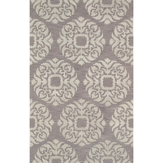 Pasargad Home Area Rug Transitiona Hand-Tufted Lamb's Wool Grey 5' 0" X 8' 0"