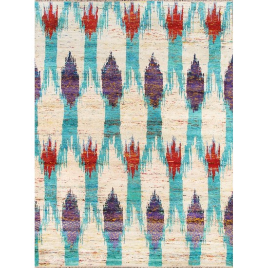 Pasargad Home Ikat Collection Hand-Knotted Sari Silk Area Rug- 6' 0" X 9' 0"