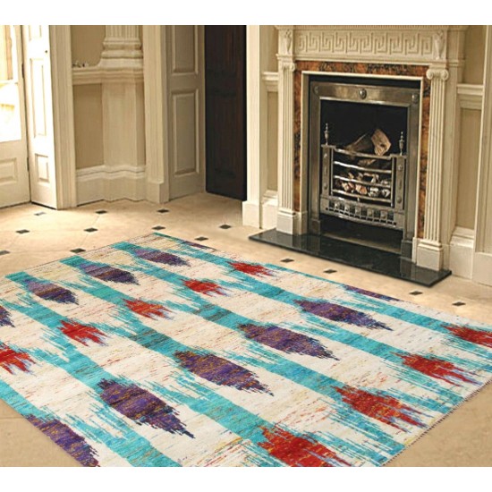 Pasargad Home Ikat Collection Hand-Knotted Sari Silk Area Rug- 6' 0" X 9' 0"