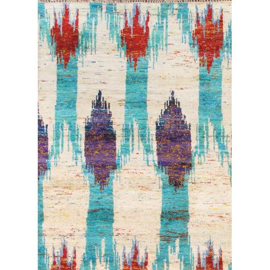 Pasargad Home Ikat Collection Hand-Knotted Sari Silk Area Rug- 6' 0" X 9' 0"