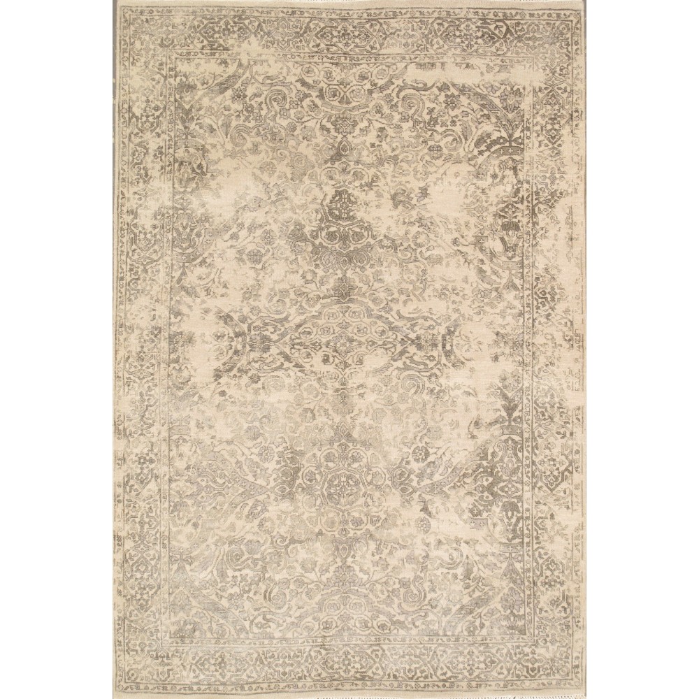 Pasargad Home Transitiona Hand-Knotted Silk & Wool Area Rug- 4' 1" X 6' 0"