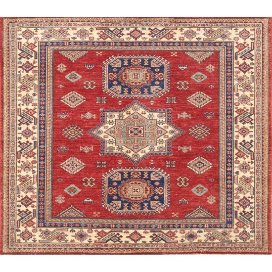 Pasargad Home Kazak Collection Hand-Knotted Lamb's Wool Area Rug- 5' 2" X 5' 11"