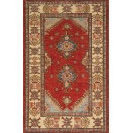 Pasargad Home Kazak Collection Hand-Knotted Lamb's Wool Area Rug- 3' 5" X 5' 4"