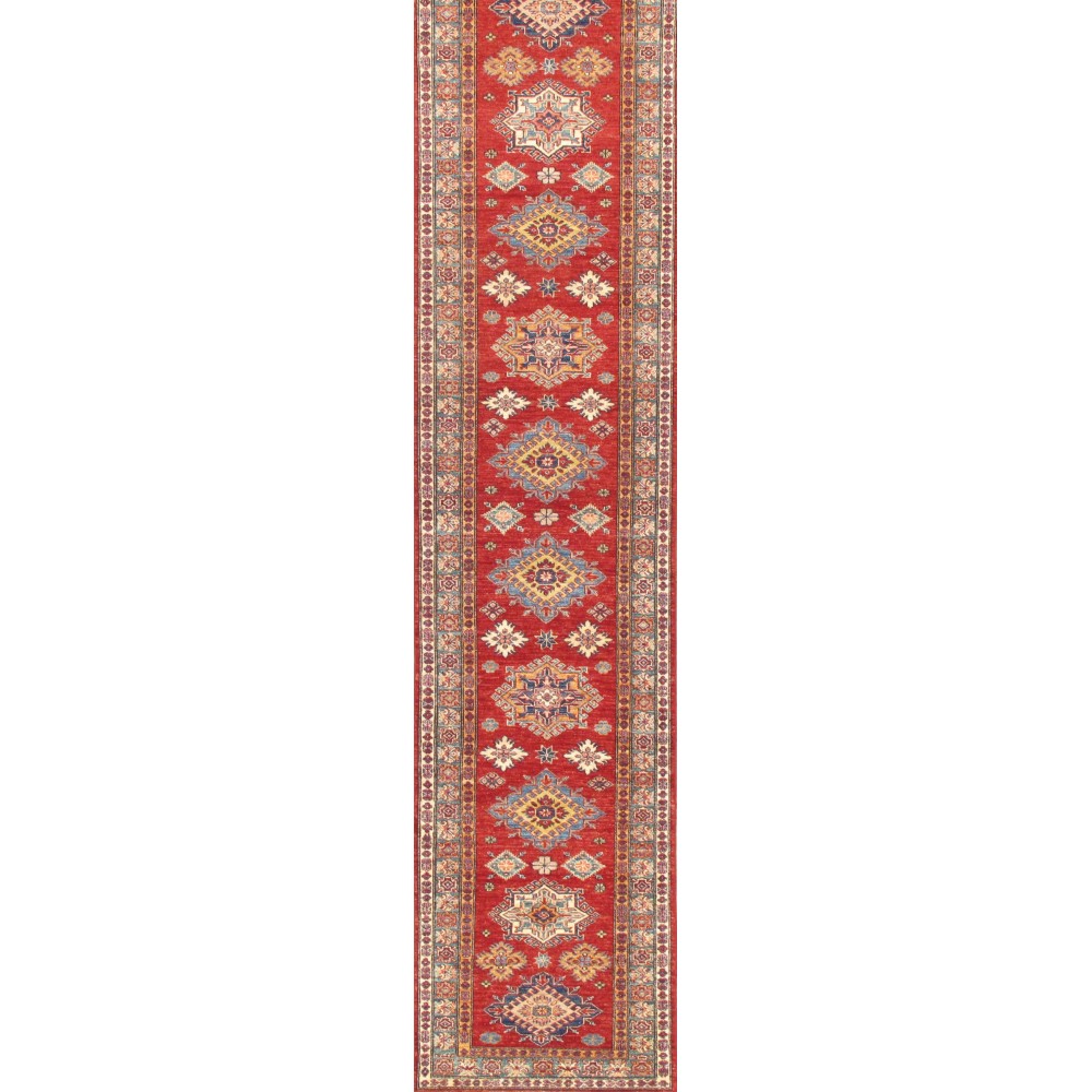 Pasargad Home Kazak Collection Hand-Knotted Lamb's Wool Runner- 2' 9" X 12'10" Pasargad Home Kazak Collection Hand-Knotted Lamb's Wool Runner- 2' 9" X 12'10"