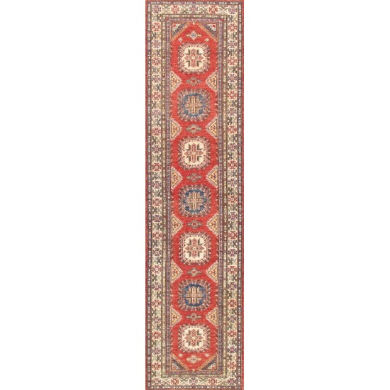 Pasargad Home Kazak Collection Hand-Knotted Lamb's Wool Runner- 2' 8" X 10' 11"