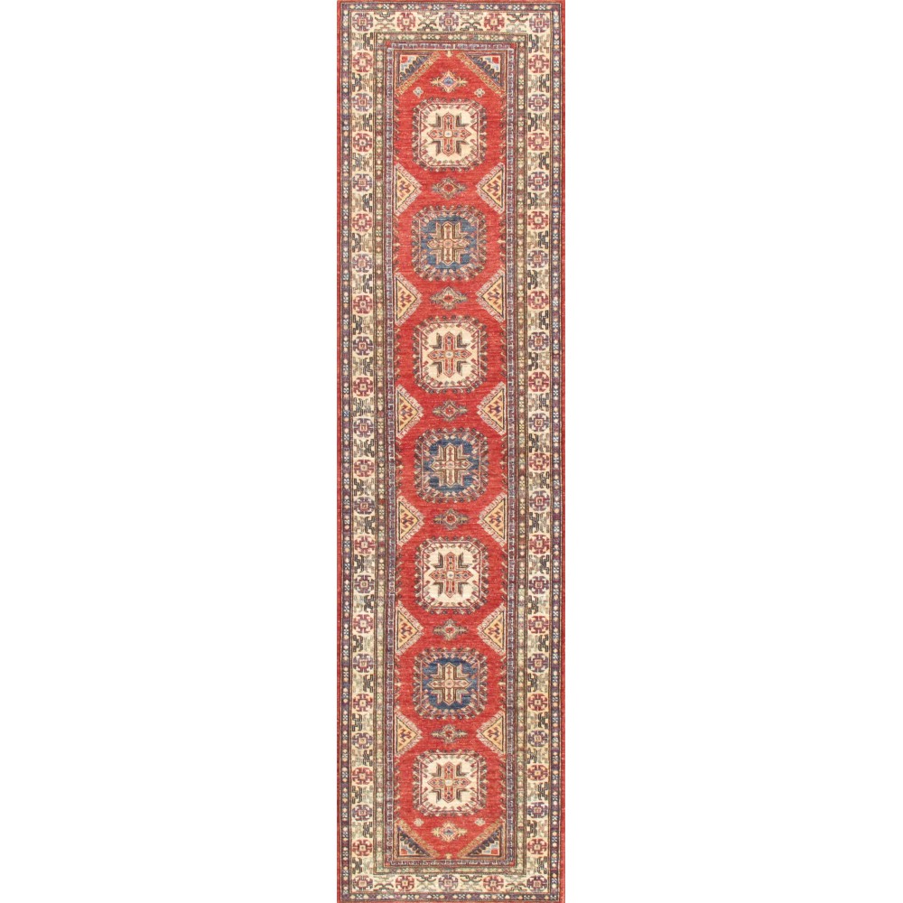 Pasargad Home Kazak Collection Hand-Knotted Lamb's Wool Runner- 2' 8" X 10' 11"