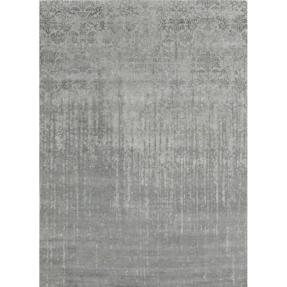 Pasargad Home Transitional Hand-Knotted Silk & Wool Area Rug- 7' 11" X 9' 8" Pasargad Home Transitional Hand-Knotted Silk & Wool Area Rug- 7' 11" X 9' 8"