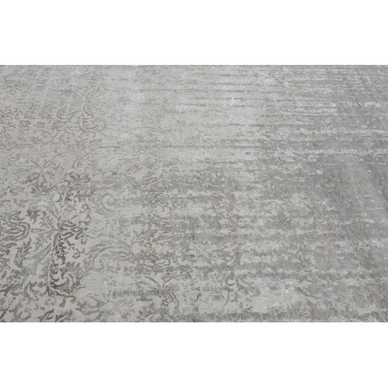 Pasargad Home Transitional Hand-Knotted Silk & Wool Area Rug- 7' 11" X 9' 8"