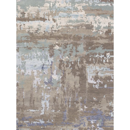 Pasargad Home Transitional Hand-Knotted Silk & Wool Area Rug- 7'11" X 10' 0"