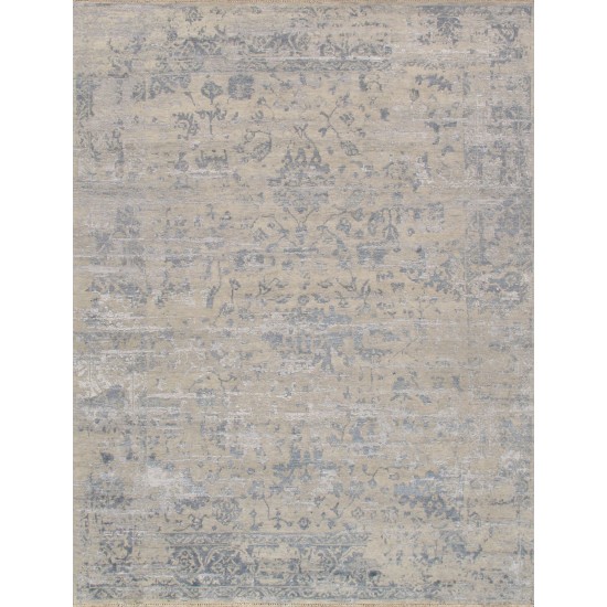 Pasargad Home Transitional Hand-Knotted Silk & Wool Area Rug- 7'11" X 9'10"