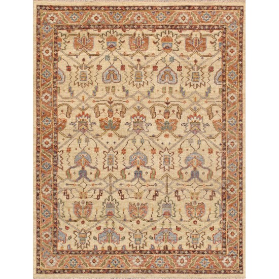 Pasargad Home Area Rug Sultanabad Hand-Knotted Wool Ivory 8' 0" X 10' 0"