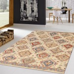 Pasargad Home Area Rug Heriz Hand-Knotted Wool Ivory 8' 0" X 10' 0"