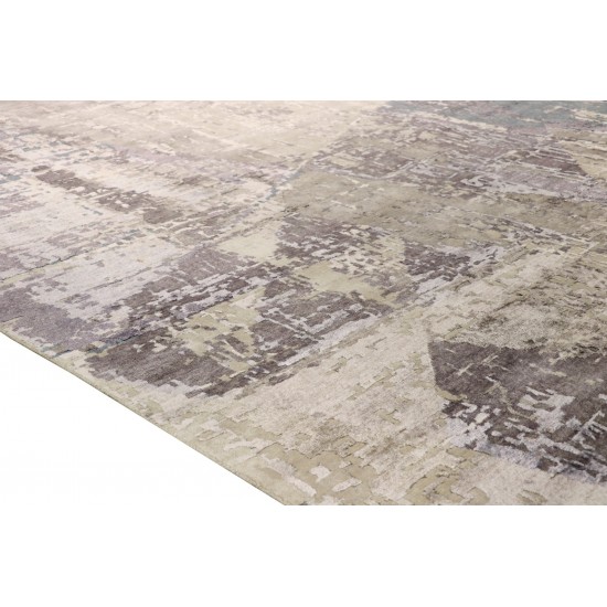Pasargad Home Modern Hand-Knotted Grey Bsilk & Wool Area Rug- 8' 0" X 10' 1"