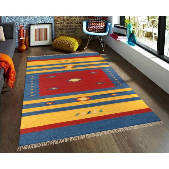 Pasargad Home Anatolian Kilim Collection Hand Woven Cotton Area Rug-5' x 8'