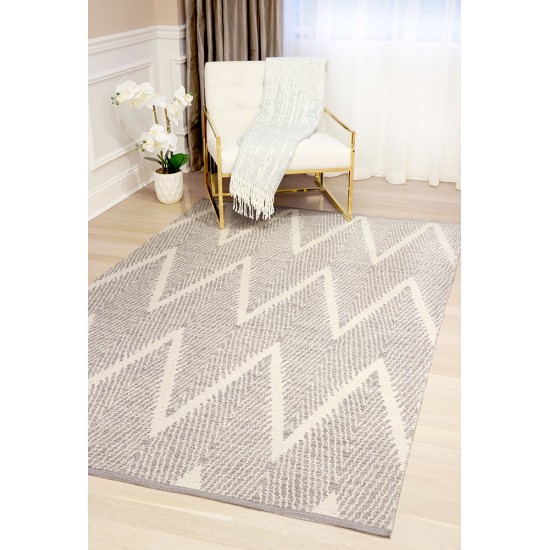 Pasargad Home Area Rug Simplicity Hand-Woven Cotton Grey 4' 0" X 6' 0"