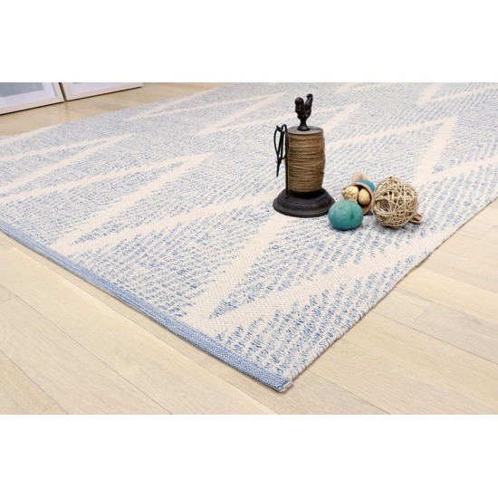 Pasargad Home Area Rug Simplicity Hand-Woven Cotton Aqua 4' 0" X 6' 0"