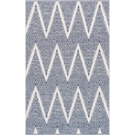 Pasargad Home Area Rug Simplicity Hand-Woven Cotton Navy 4' 0" X 6' 0"