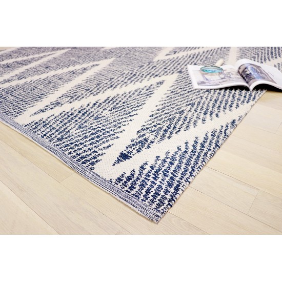 Pasargad Home Area Rug Simplicity Hand-Woven Cotton Navy 5' 0" X 8' 0"