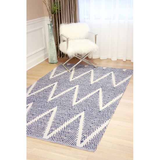 Pasargad Home Area Rug Simplicity Hand-Woven Cotton Navy 5' 0" X 8' 0"