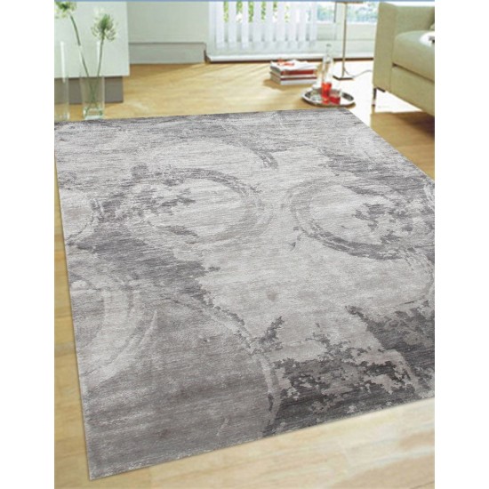 Pasargad Home Modern Collection Hand-Knotted Silk Area Rug- 5' 6" X 8' 6"