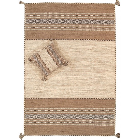 Pasargad Home Area Rug Kilim Hand-Woven Lamb's Wool Ivory 8' 0" X 10' 0"