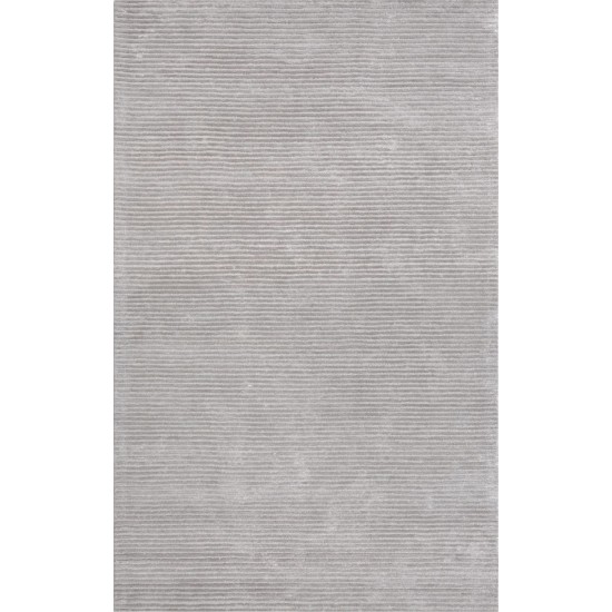 Pasargad Home Edgy Hand-Tufted Silk & Wool Silver Area Rug- 5X8