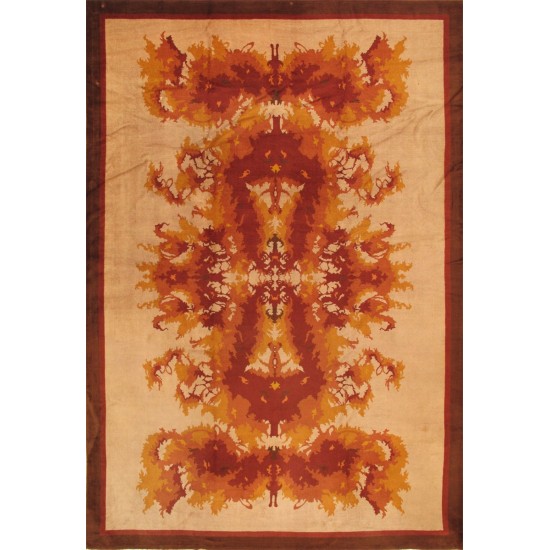 Pasargad Home Antique Art Deco Beige Lamb's Wool Area Rug-11' 6" X 16' 6"