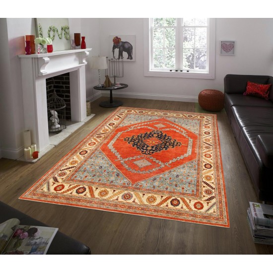 Pasargad Home Serapi Hand-Knotted Lamb's Wool Area Rug- 12' 1" X 15' 1"