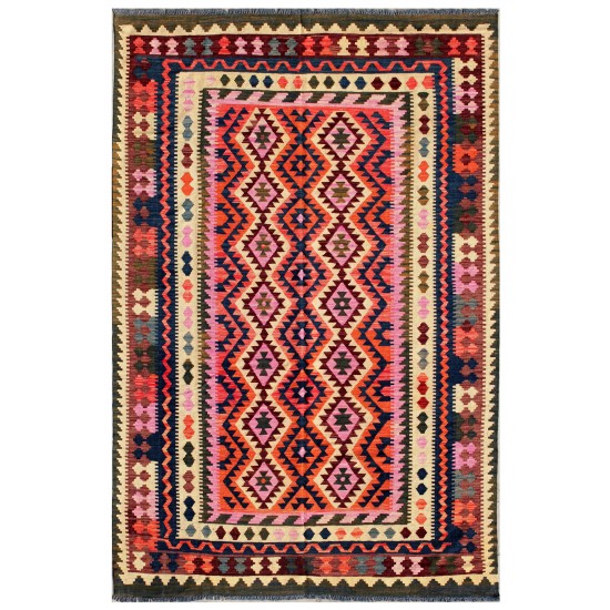 Pasargad Home Vintage Kilim Collection Multi Wool Area Rug- 6' 4" X 10' 0"