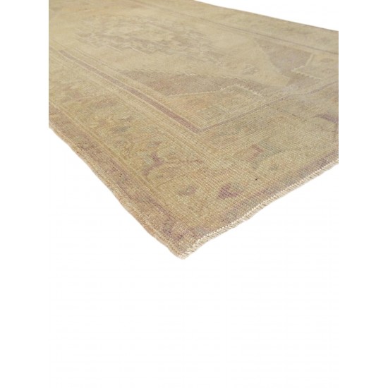 Pasargad Home Vintage Oushak Beige Lamb's Wool Area Rug- 3' 4" X 6' 3"