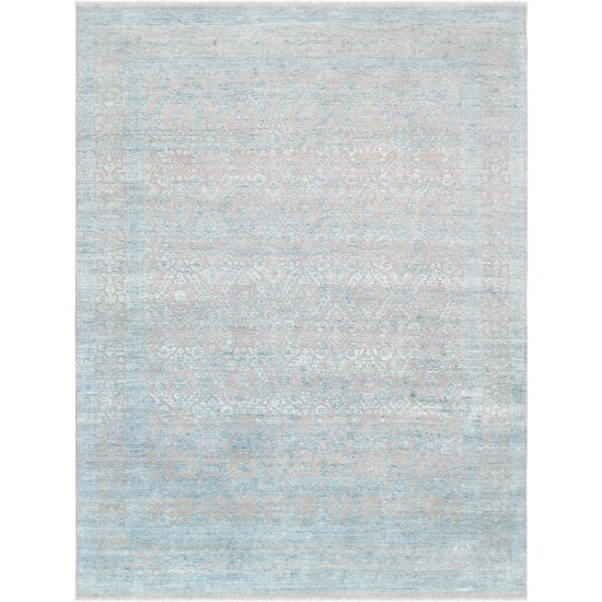 Pasargad Home Transitional Hand-Knotted Silk & Wool Area Rug- 8' 11" X 12' 0"