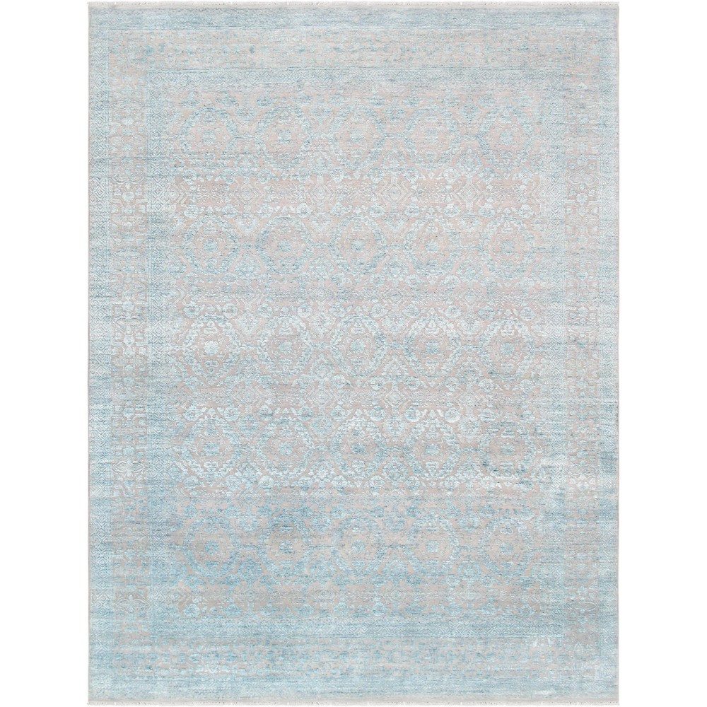 Pasargad Home Transitional Hand-Knotted Silk & Wool Area Rug- 8' 11" X 12' 0"