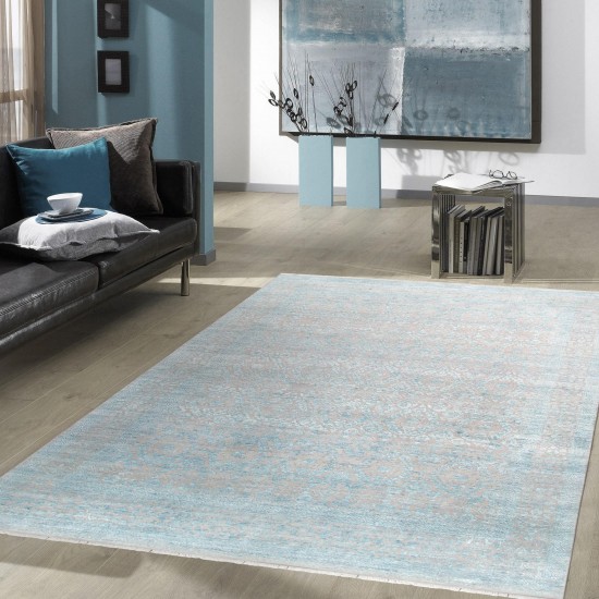 Pasargad Home Transitional Hand-Knotted Silk & Wool Area Rug- 8' 11" X 12' 0"