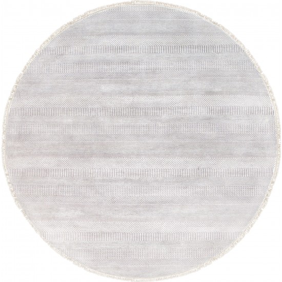 Transitiona Hand-Knotted Lamb's Wool Beige Area Rug- 7'11" X 7'11"