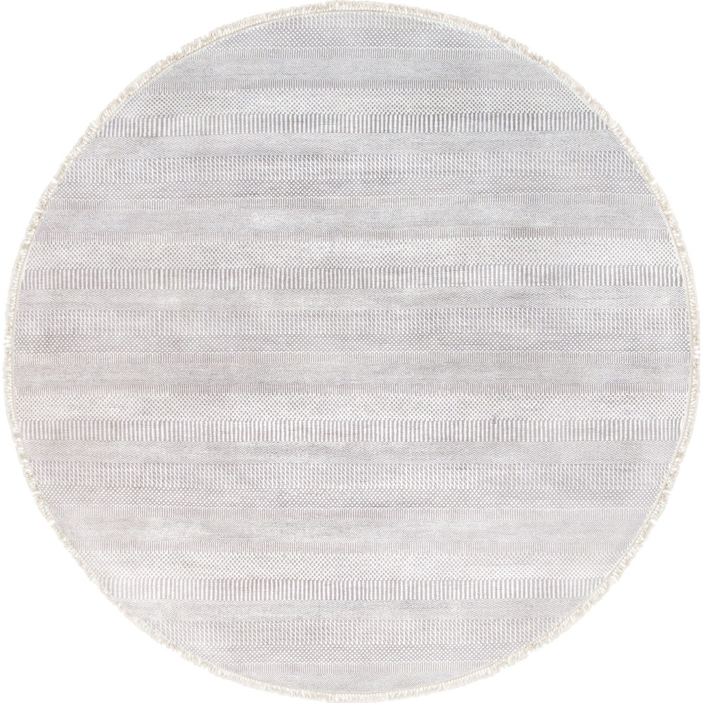 Transitiona Hand-Knotted Lamb's Wool Beige Area Rug- 7'11" X 7'11"